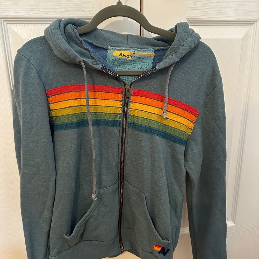 Aviator Nation Rainbow Zip up size small